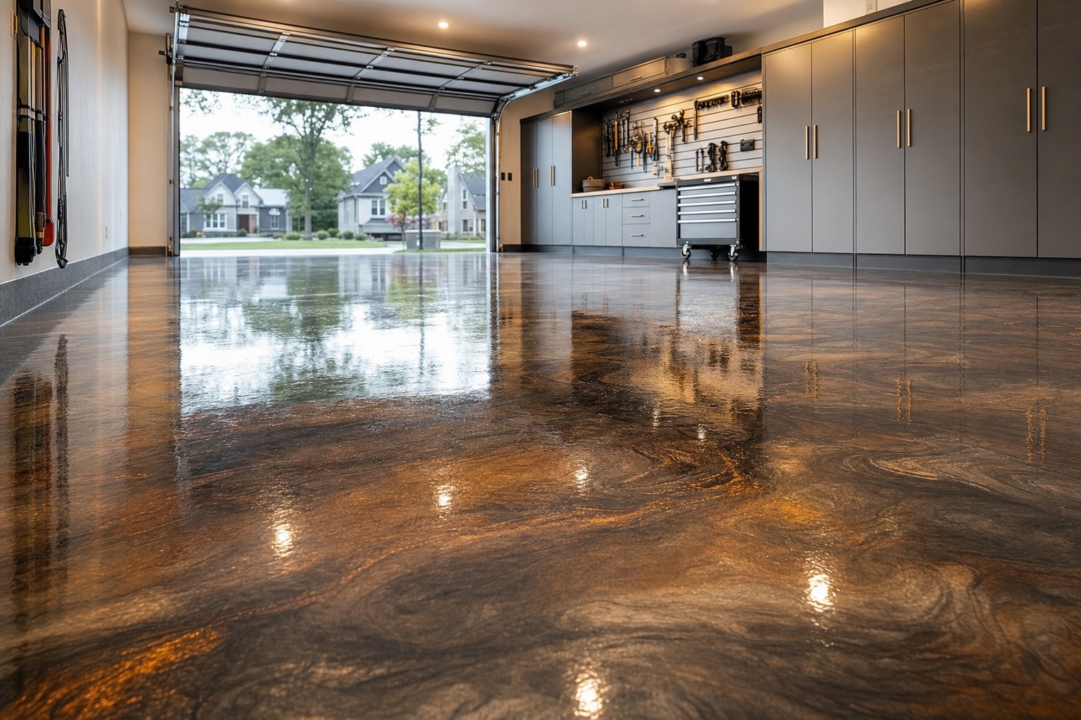 Copper Metallic · Garage — epoxy floor by Naperville Painting & Epoxy Flooring
