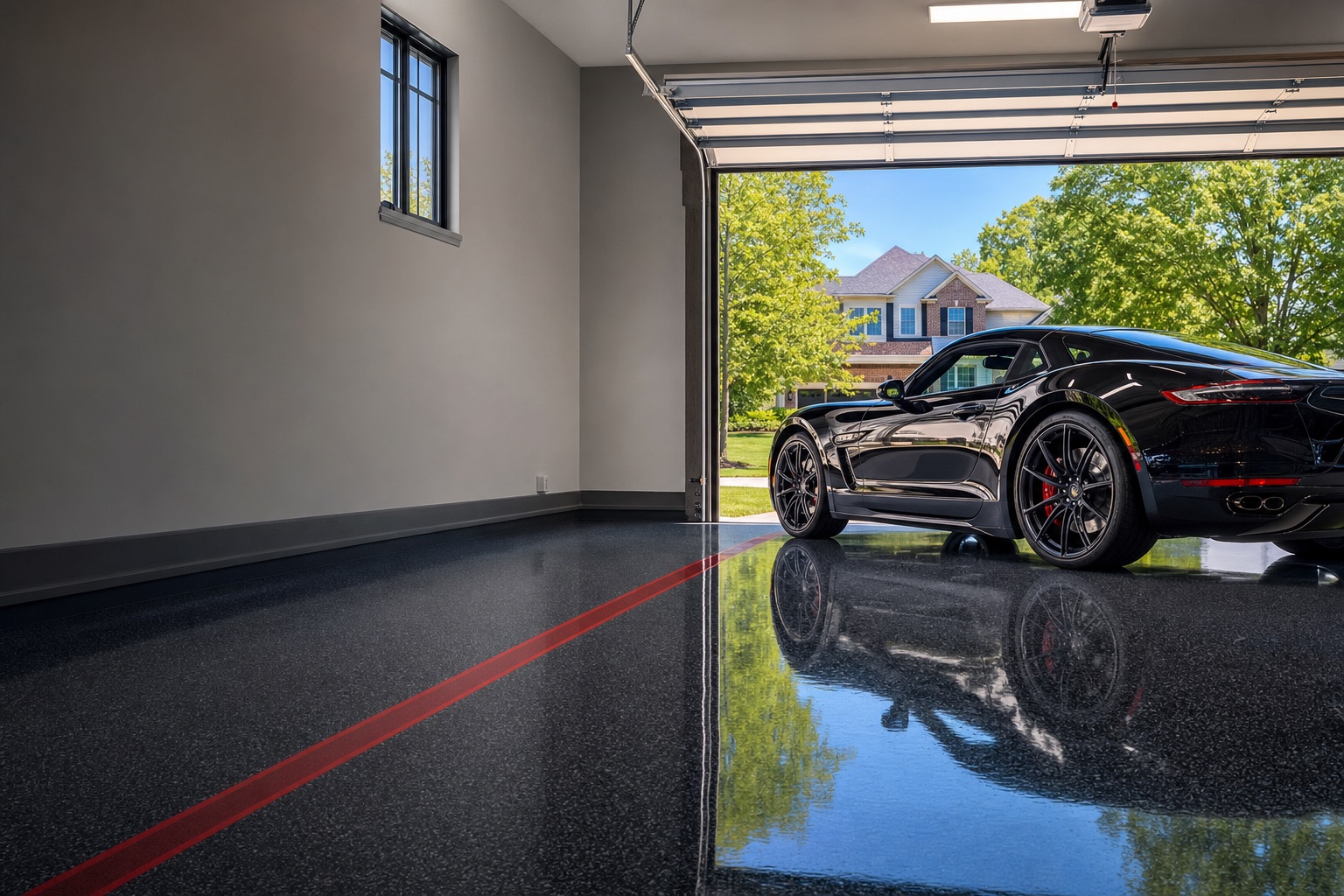 Charcoal Flake · Garage — epoxy floor by Naperville Painting & Epoxy Flooring